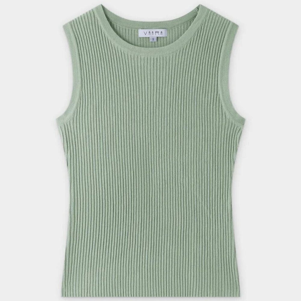 Vaara Sleeveless Ribbed Crew Tank Seafoam Green XS